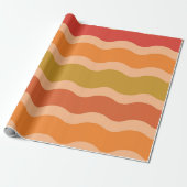 Retro 60er 70er Groovy Waves in Orange und Red Geschenkpapier (Ungerollt)