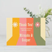 Retro 60er 70er Hippie Groovy Streifen Danke Karte (Stehend Vorderseite)