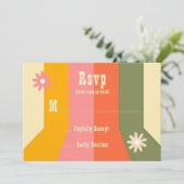 Retro 60er 70er Hippie Groovy Streifen RSVP Karten (Stehend Vorderseite)