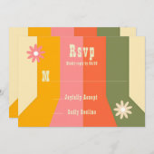 Retro 60er 70er Hippie Groovy Streifen RSVP Karten (Vorne/Hinten)