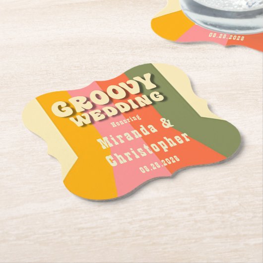 Retro 60er 70er Hippie Groovy Streifen Wedding Cus Untersetzer (angewinkelt)