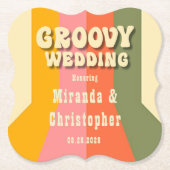 Retro 60er 70er Hippie Groovy Streifen Wedding Cus Untersetzer (Vorderseite)