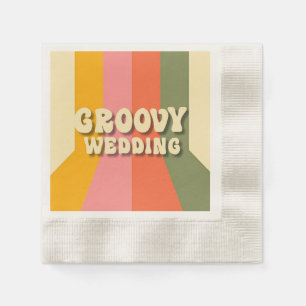 Retro 60er 70er Hippie Groovy Stripes Wedding Serviette