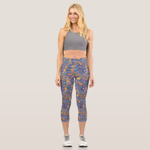 Retro 60er 70er Hippie Paisley Pattern Capri Leggings