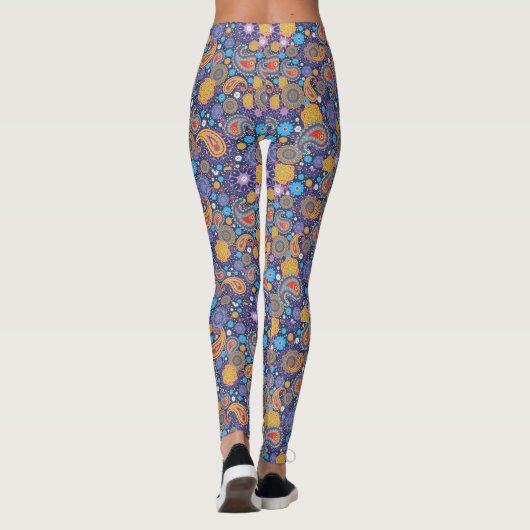 Retro 60er 70er Hippie Paisley Pattern Leggings (Rückseite)