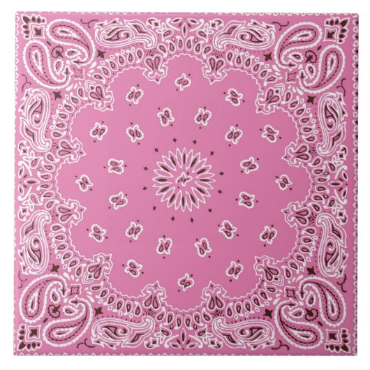 Retro 60er-70er Hippy rosa Bandanna Fliese (Vorderseite)