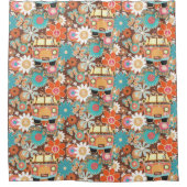RETRO 60er 70er Hippy Van Feeling Groovy Blumenmus Duschvorhang (Vorderseite)