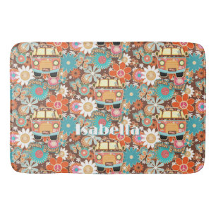 RETRO 60er 70er Hippy Van Feeling Groovy Floral Na Badematte