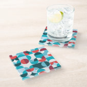 Retro 60er 70er Jahre minimalistisches Muster Glasuntersetzer (Schrägansicht)