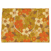Retro 60er/70er Orange/Olive Green Floral Große Geschenktüte (Vorderseite)