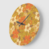 Retro 60er/70er Orange/Olive Green Floral Große Wanduhr (Winkel)