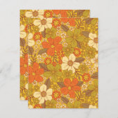 Retro 60er/70er Orange/Olive Green Floral Mitteilungskarte (Vorne/Hinten)