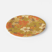Retro 60er/70er Orange/Olive Green Floral Pappteller (Schrägansicht)