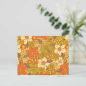 Retro 60er/70er Orange/Olive Green Floral Postkarte (Stehend Vorderseite)
