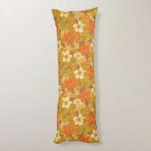 Retro 60er/70er Orange/Olive Green Floral Seitenschläferkissen (Rückseite (Vertikal))