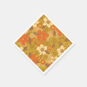 Retro 60er/70er Orange/Olive Green Floral Serviette (Ecke)