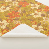 Retro 60er/70er Orange/Olive Green Floral Sherpadecke (3/4)