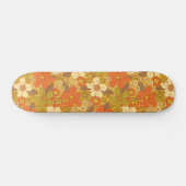 Retro 60er/70er Orange/Olive Green Floral Skateboard (Horizontal)