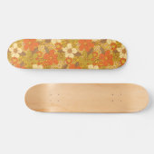 Retro 60er/70er Orange/Olive Green Floral Skateboard (Horizontal)