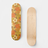 Retro 60er/70er Orange/Olive Green Floral Skateboard (Vorderseite)