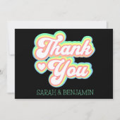 Retro 60er,70er Personalisiert Hochzeitnamen Dankeskarte (Vorderseite)