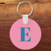 Retro 60er 70er Pink Floral mit Initial Schlüsselanhänger (Rückseite)