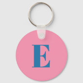 Retro 60er 70er Pink Floral mit Initial Schlüsselanhänger (Rückseite)