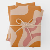Retro 60er 70er Psychedelic Wirbel Orange Pink Geschenkpapier Set (Beispiel)