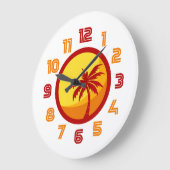 Retro 60er 70er Summer Heatwave Palm Tree Clock Große Wanduhr (Winkel)