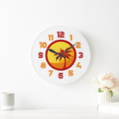 Retro 60er 70er Summer Heatwave Palm Tree Clock Große Wanduhr (Zuhause)