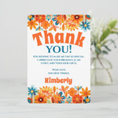 Retro 60er 70's Vibe Blume Power Dankeskarte (Stehend Vorderseite)