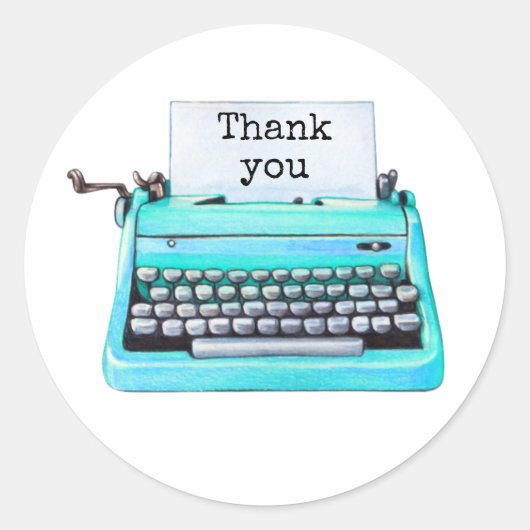 Retro 60er Aqua Schreibwriter Niedlich Girly Viele Runder Aufkleber (Vorderseite)