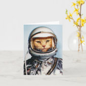 Retro 60er Astronaut Cat Karte (Gelbe Blume)