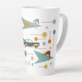 Retro 60er Autofahrt zum Strand Latte Tasse (Rechte Ecke)