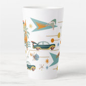 Retro 60er Autofahrt zum Strand Latte Tasse (Vorderseite)