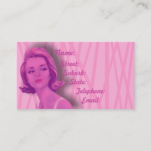 Retro 60er Baby-Rosa-Friseur-Geschäfts-Karte Visitenkarte (Vorderseite)