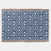 Retro-60er blaue Blumenmuster Decke (Vorderseite)