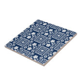 Retro-60er blaue Blumenmuster Fliese (Seite)