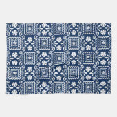 Retro-60er blaue Blumenmuster Geschirrtuch (Horizontal)