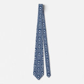 Retro-60er blaue Blumenmuster Krawatte (Vorderseite)