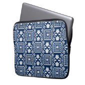 Retro-60er blaue Blumenmuster Laptopschutzhülle (Vorderseite Links)