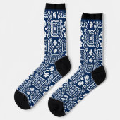 Retro-60er blaue Blumenmuster Socken (Linkes Detail)