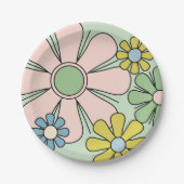 Retro 60er Blume Groovy Pastel Floral Pappteller (Vorderseite)