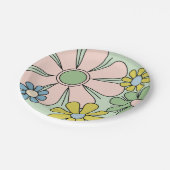 Retro 60er Blume Groovy Pastel Floral Pappteller (Schrägansicht)