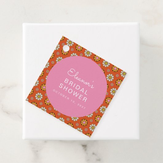 Retro 60er Blume Orange Rosa Brautparty Custom Geschenkanhänger (Beispiel)