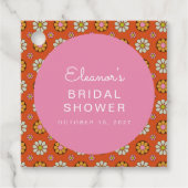 Retro 60er Blume Orange Rosa Brautparty Custom Geschenkanhänger (Vorderseite)