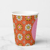 Retro 60er Blume Orange Rosa Brautparty Custom Pappbecher (Rechts)