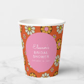 Retro 60er Blume Orange Rosa Brautparty Custom Pappbecher (Vorderseite)