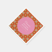 Retro 60er Blume Orange Rosa Brautparty Custom Serviette (Ecke)