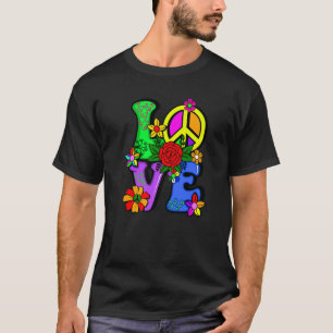 Retro 60er Blume Power Hippy Groovy Liebe Pea T-Shirt